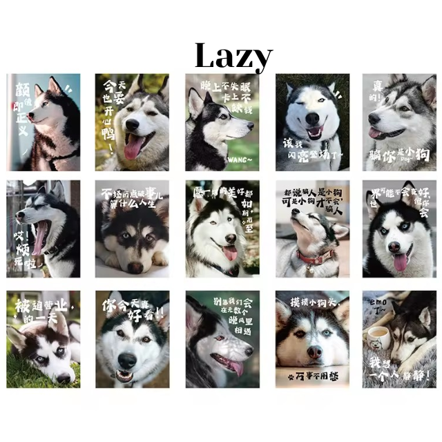 Cajita de 30 stickers " Doggos"