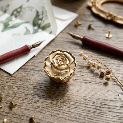 Sello de Bronce 3D "Golden Rose"