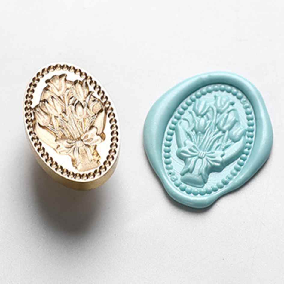 Sello de Bronce 3D para Lacre "Ramillete de Tulipanes"