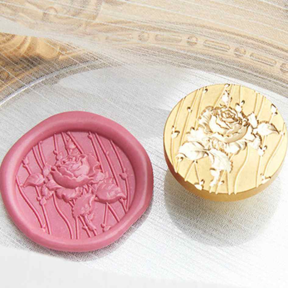 Sello de Bronce 3D para Lacre "Rosa Rústica"