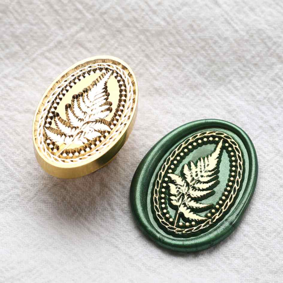 Sello de Bronce ovalado para Lacre "Hoja de Planta"