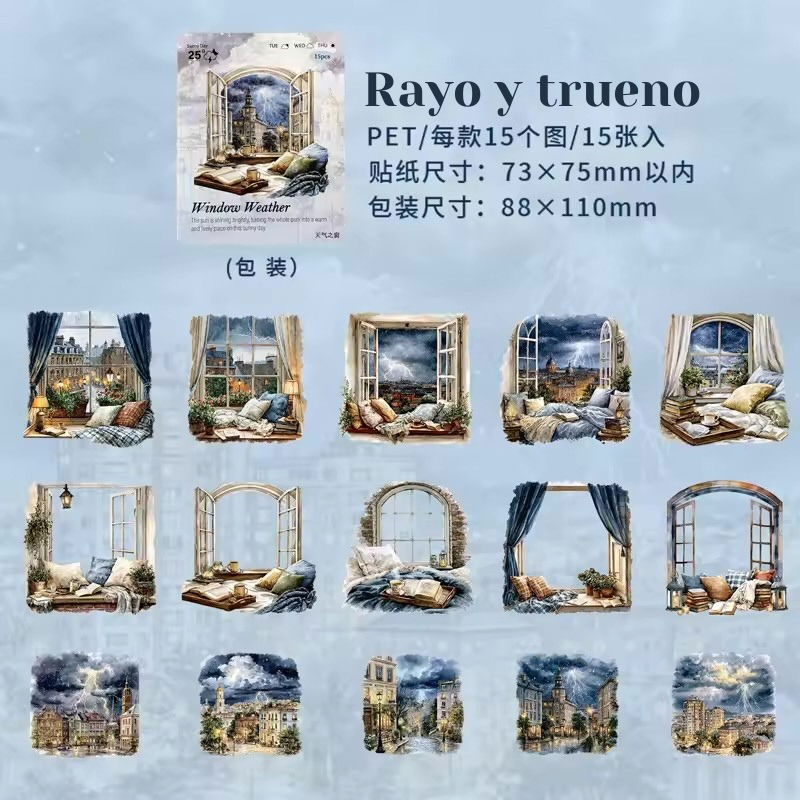 Colección Stickers PET “4 Estaciones en mi Ventana”