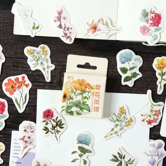 Cajita de 46 Stickers "Blooming Flowers”