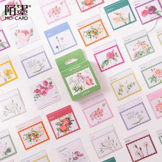 Cajita de 46 Stickers "Postales Florales”