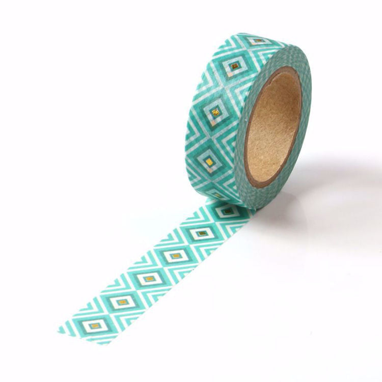 Cinta Washitape "Geometric", con foil dorado 15mmx10m