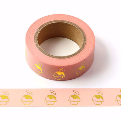 Cinta Washitape "Cupcakes", con foil dorado 15mmx10m