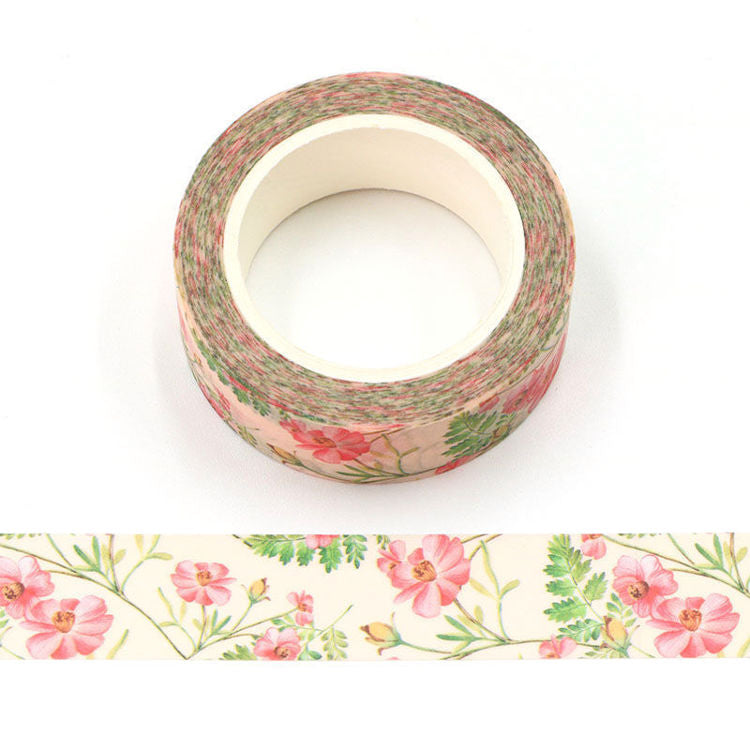 Cinta Washitape "Red Daisy" , 15mmx10m