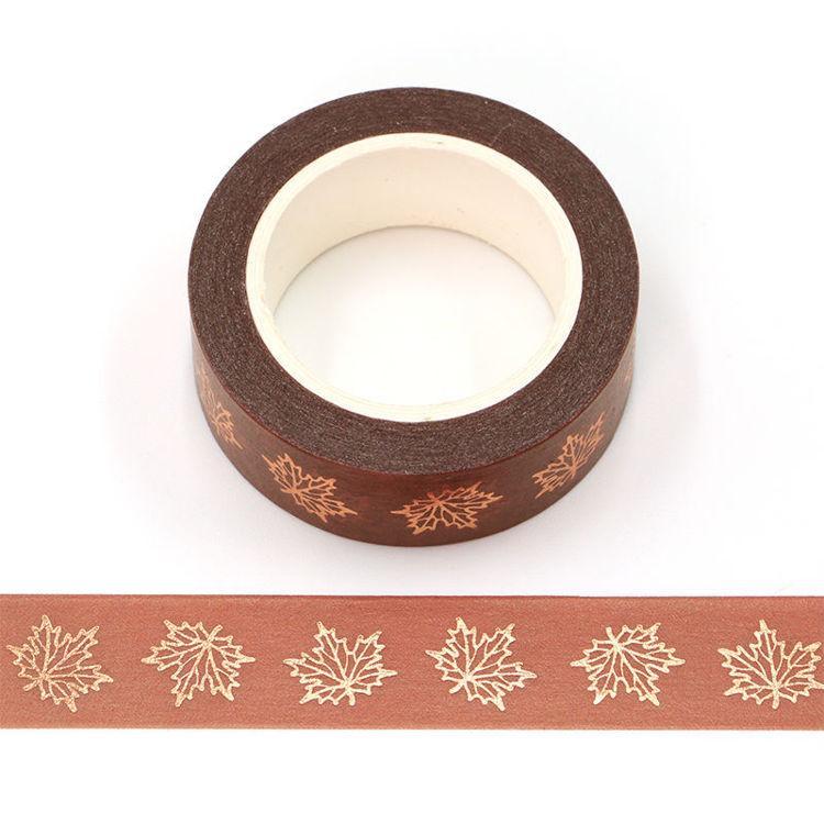 Cinta Washitape 15mmx10m "Maple Leaf", con foil dorado
