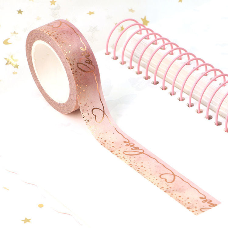 Cinta Washitape 15mmx10m "Love" con Foil Rose Gold