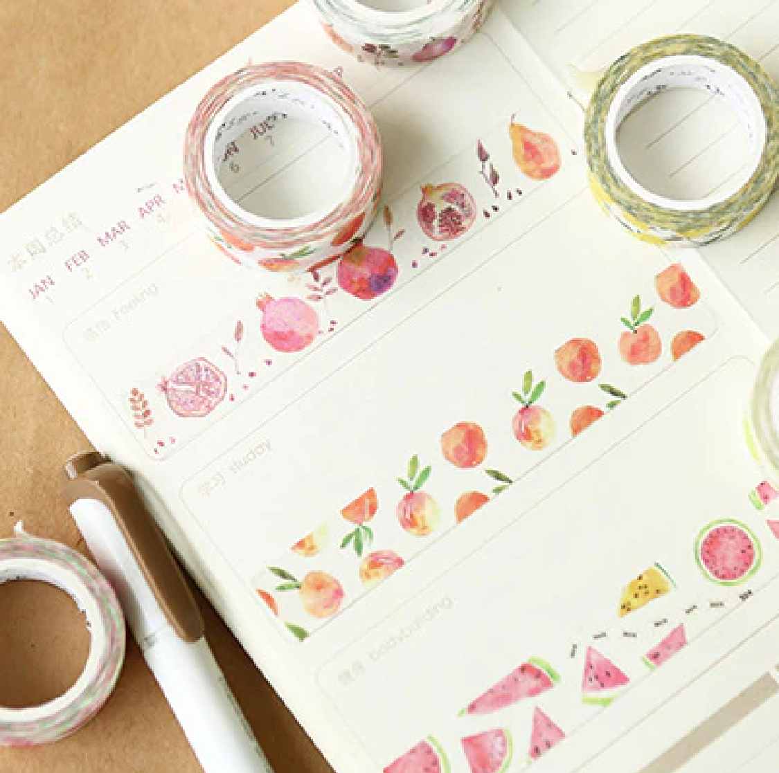 Coleccion de Washitapes "Frutas de verano"