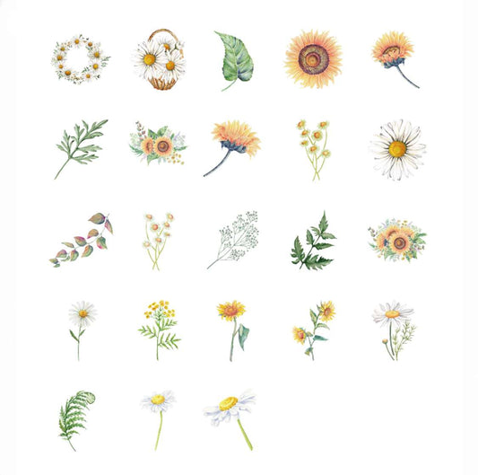 Cajita de 46 Stickers “Margaritas y Flores”