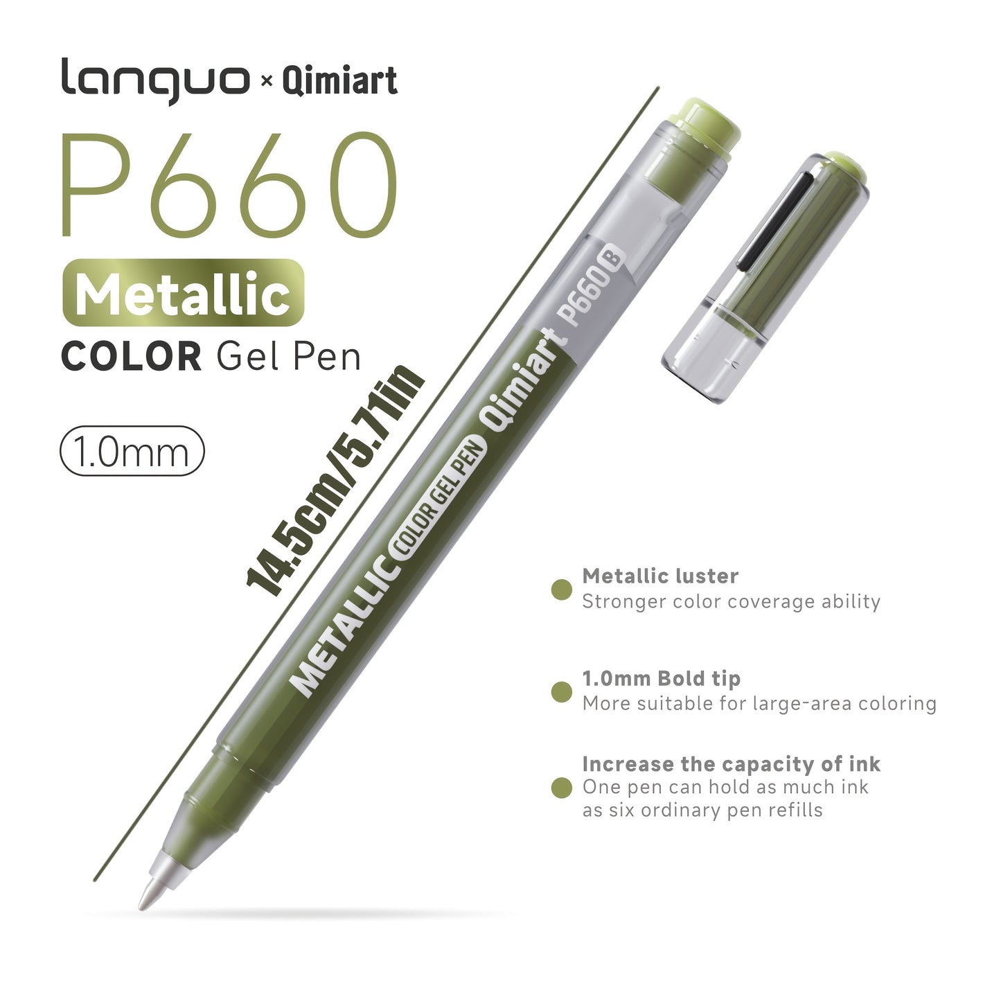 Gel Pen Metálico Languo × Qimiart P660 · 1.0mm