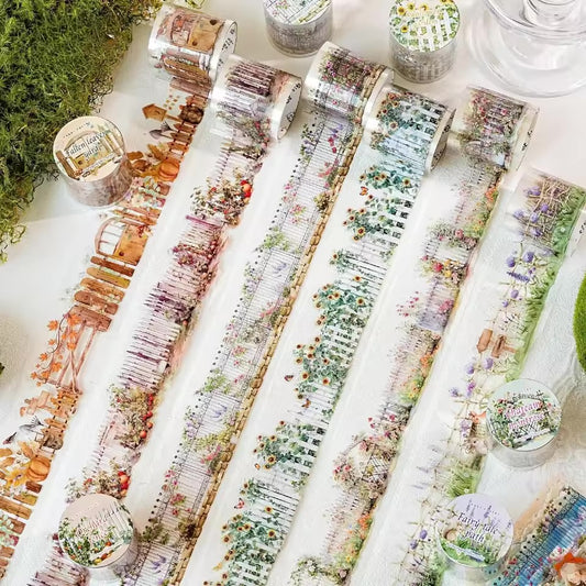 🌼 Colección x 6 Washi Tapes PET “Garden Fence”