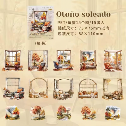 Colección Stickers PET “4 Estaciones en mi Ventana”
