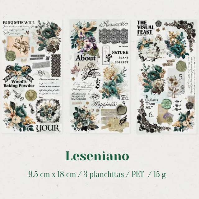 3 Planchitas de Stickers PET " Feast Of Lace"