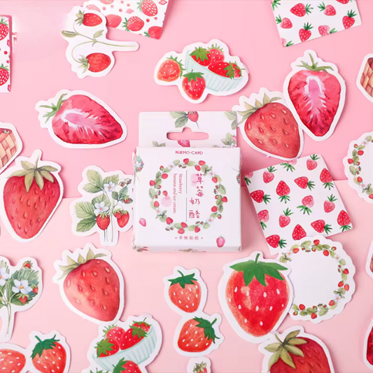 Cajita de 45 stickers " Strawberries And Ice cream "