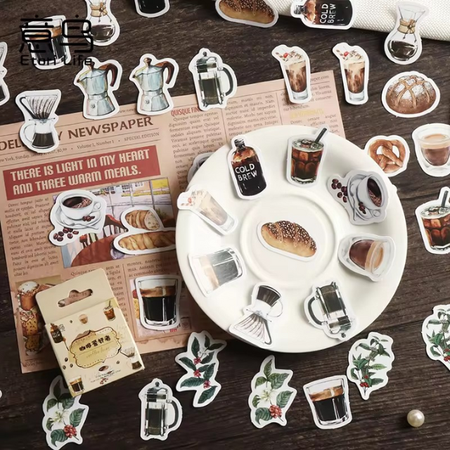 Cajita de 45 stickers " Coffee Party"