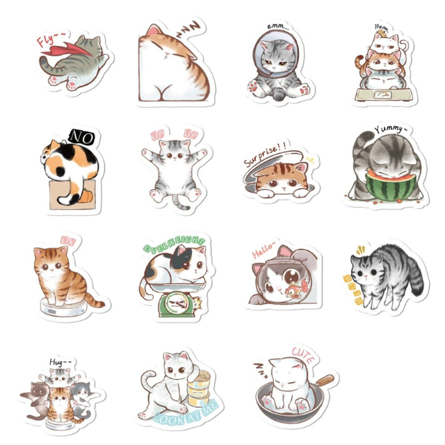 Cajita de 46 stickers " Hello Meow Master "