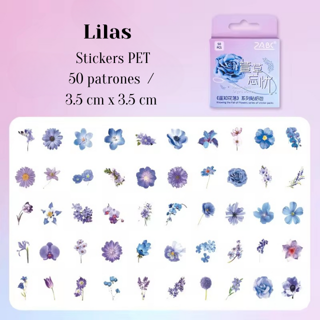 Cajita de 50 stickers " Mini Flores "