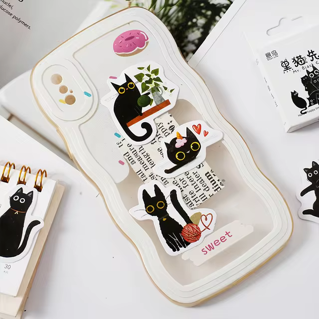 Cajita de 45 stickers " Mr. Black Cat "