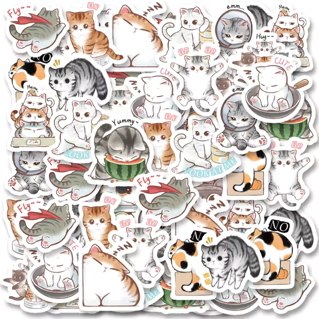 Cajita de 46 stickers " Hello Meow Master "