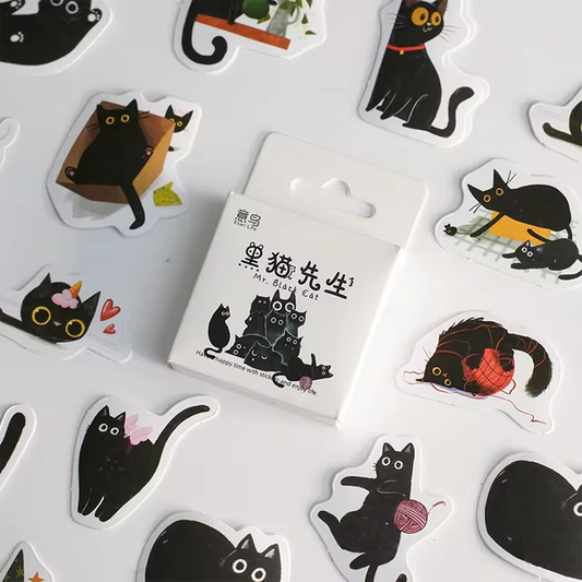 Cajita de 45 stickers " Mr. Black Cat "