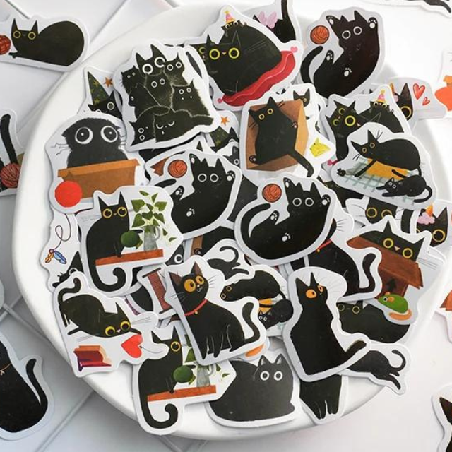 Cajita de 45 stickers " Mr. Black Cat "