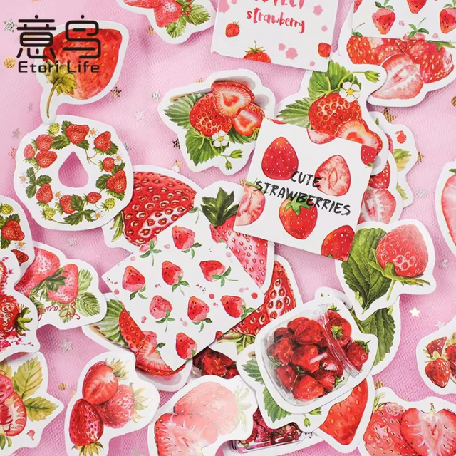 Cajita de 45 stickers " Cute Strawberries "