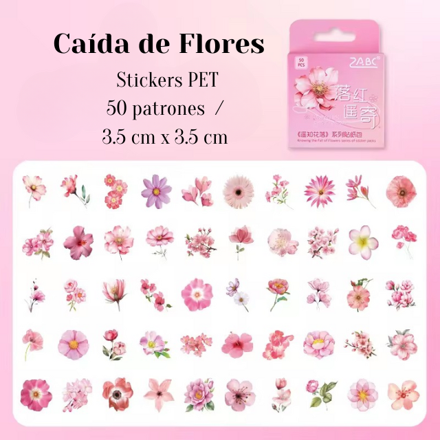 Cajita de 50 stickers " Mini Flores "