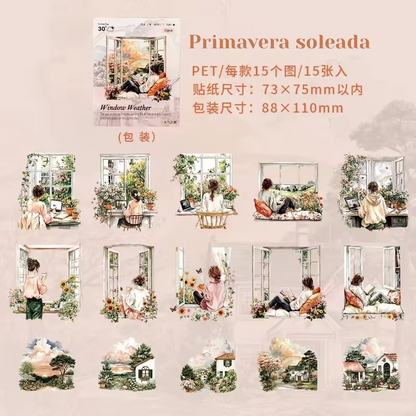 Colección Stickers PET “4 Estaciones en mi Ventana”