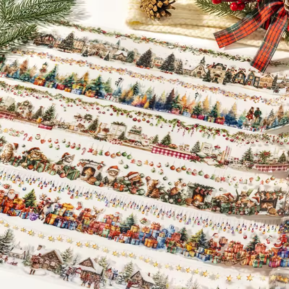 Washi Tape PET “Christmas Village” – Colección Navidad Ilustrada (Edición Especial)