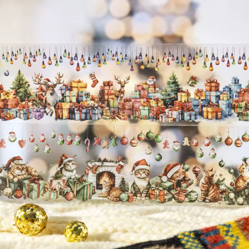 Washi Tape PET “Christmas Village” – Colección Navidad Ilustrada (Edición Especial)