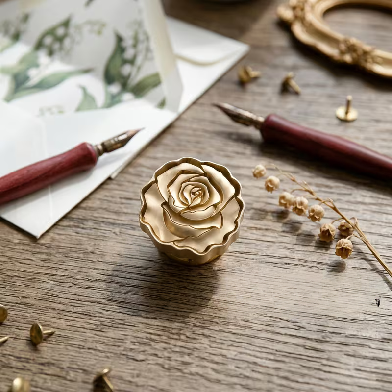 Sello de Bronce 3D "Golden Rose"