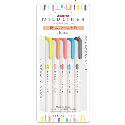 Zebra Mildliner · Set x5 Resaltadores Doble Punta