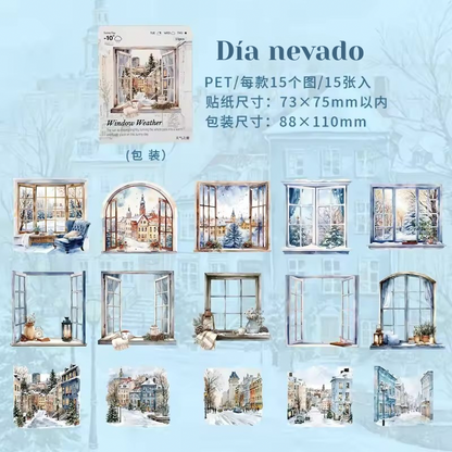 Colección Stickers PET “4 Estaciones en mi Ventana”