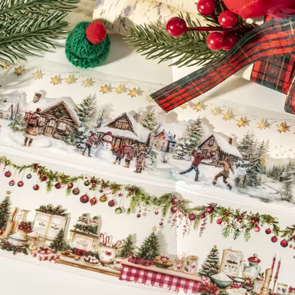 Washi Tape PET “Christmas Village” – Colección Navidad Ilustrada (Edición Especial)