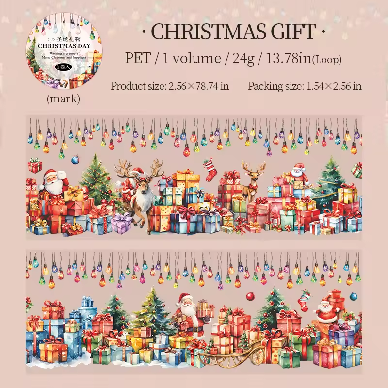 Washi Tape PET “Christmas Village” – Colección Navidad Ilustrada (Edición Especial)