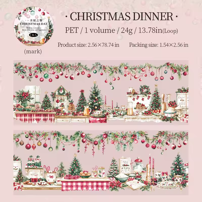 Washi Tape PET “Christmas Village” – Colección Navidad Ilustrada (Edición Especial)