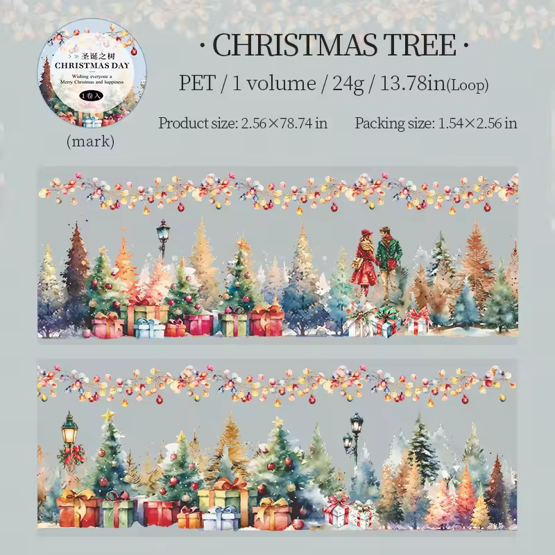 Washi Tape PET “Christmas Village” – Colección Navidad Ilustrada (Edición Especial)