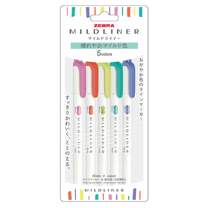 Zebra Mildliner · Set x5 Resaltadores Doble Punta
