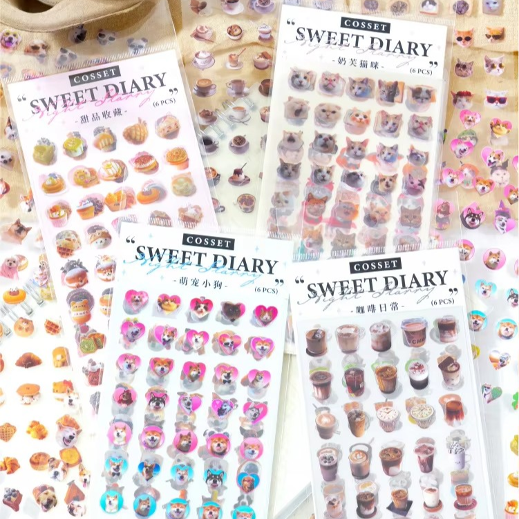 Sticker PET x 6 planchitas "Sweet Diary"