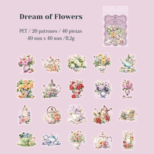 Stickers PET "Old Dream Flower"