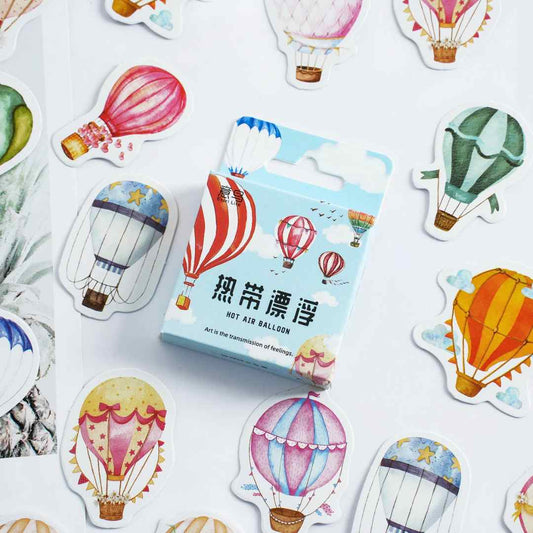 Cajita de 46 Stickers ”Vintage - Hot Air Ballon”