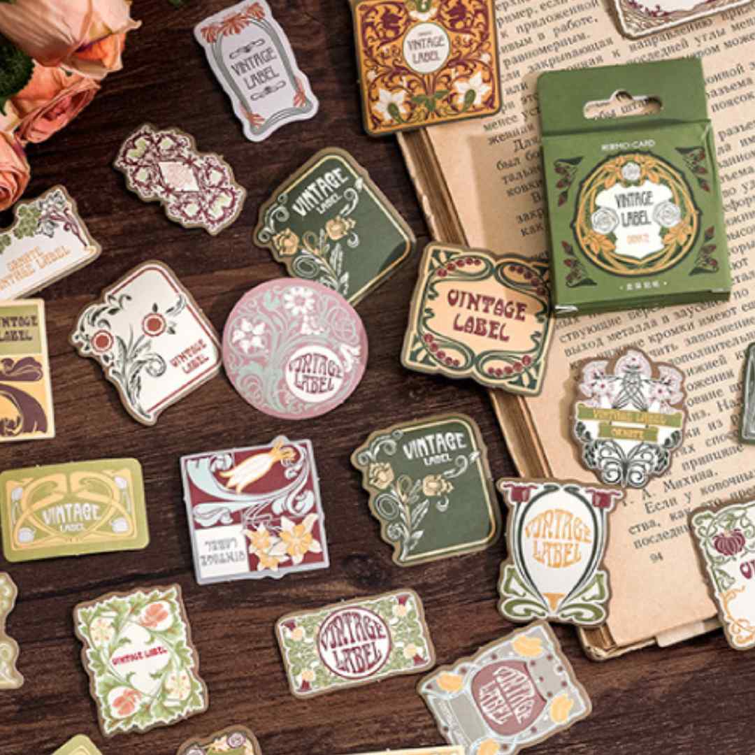Cajita de 45 Stickers "Vintage Label”