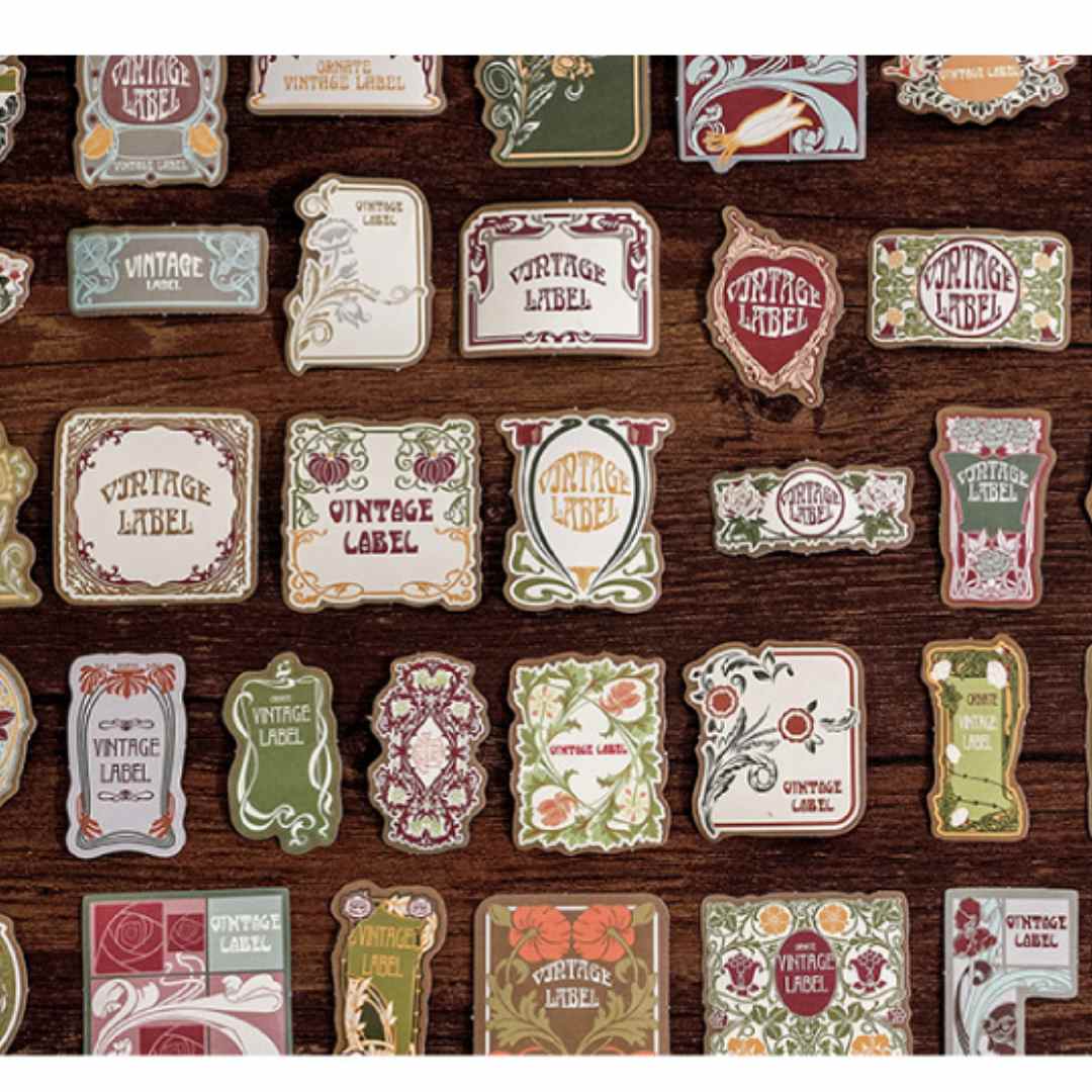 Cajita de 45 Stickers "Vintage Label”