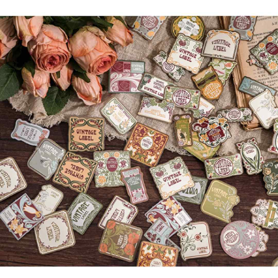 Cajita de 45 Stickers "Vintage Label”