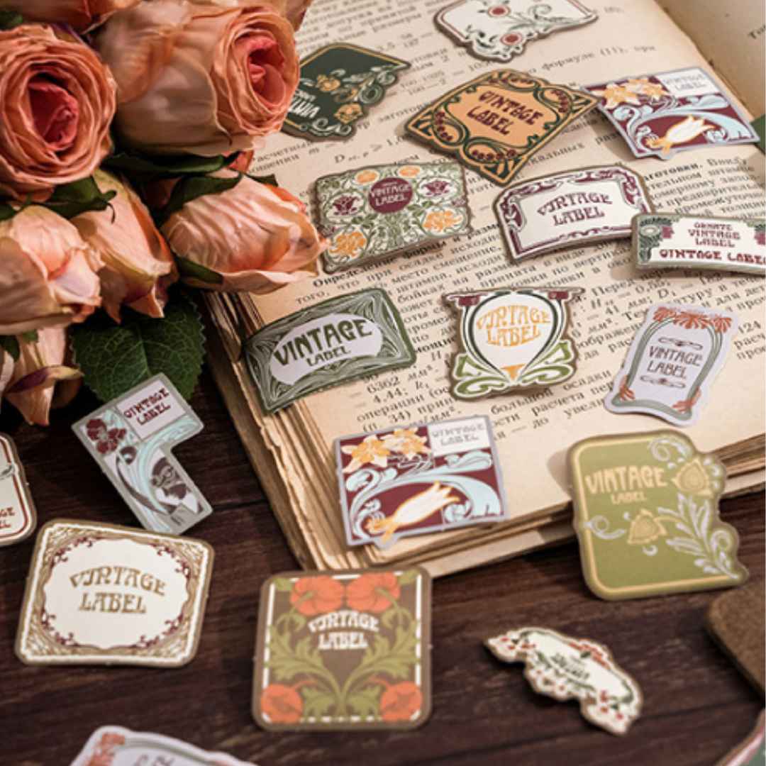 Cajita de 45 Stickers "Vintage Label”