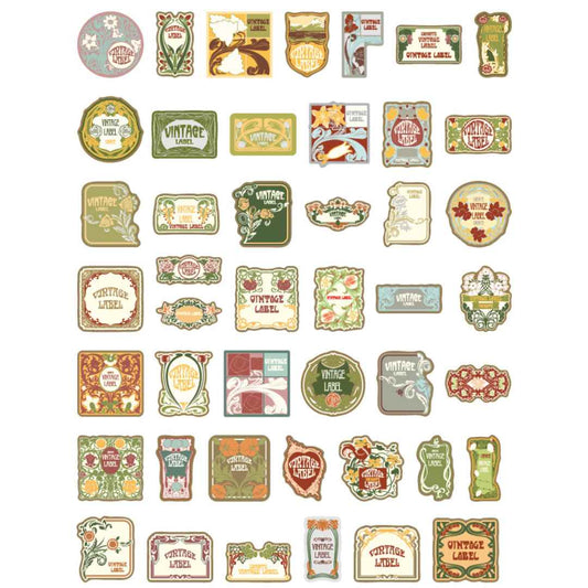 Cajita de 45 Stickers "Vintage Label”