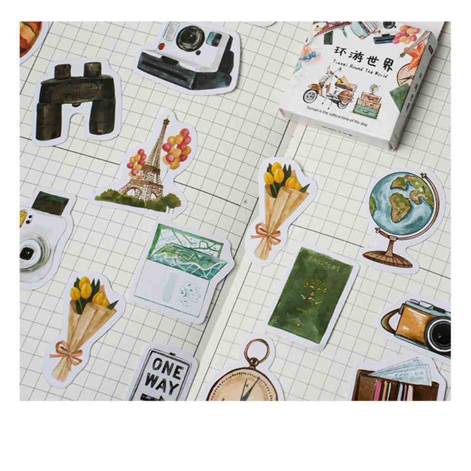 Cajita de 45 Stickers "Travel around the World”