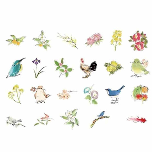 Cajita de 46 Stickers "Óleo Birds and Flowers”